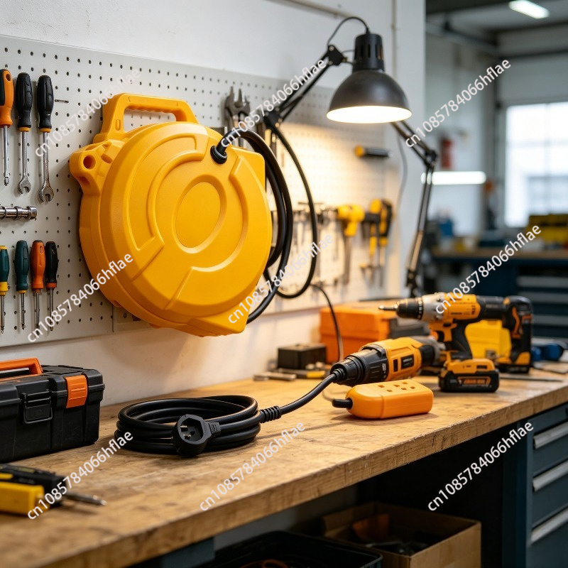 Power Tools Use - 5M自動巻き取り式電源ケーブルリール、3000W電動工具用電線巻き取り式バレル