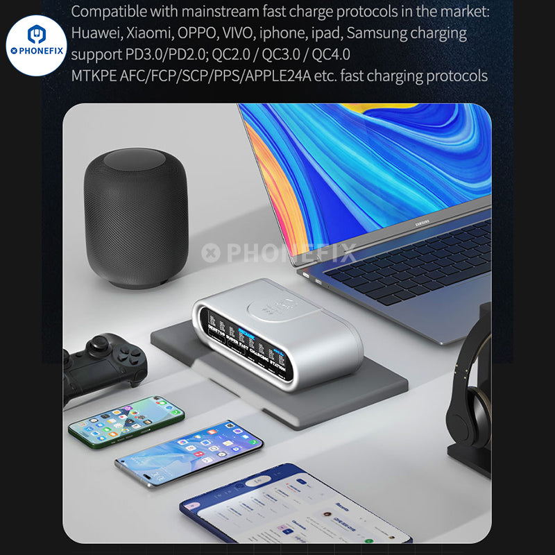 Xiaomi Power Tools - ワイヤレス磁気充電器,メカニック,急速充電,100w pd,マルチポートLCDディスプレイ,iPhone, Xiaomi, Samsung