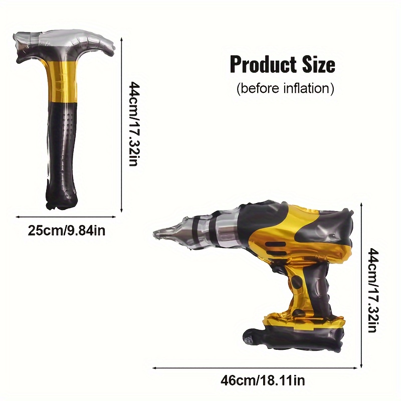2個入り 模擬ハンマー電動ドリルツール ホイルバルーン、ツー - Power Tools Hammer のレビューと価格